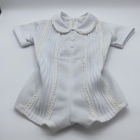 1970s Infant Boys Summer Romper White Vintage Retro Fashion Movie Wardrobe 3-6M - Picture 6 of 11
